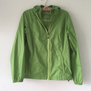 Eddie Bauer green nylon hooded rain coat size M